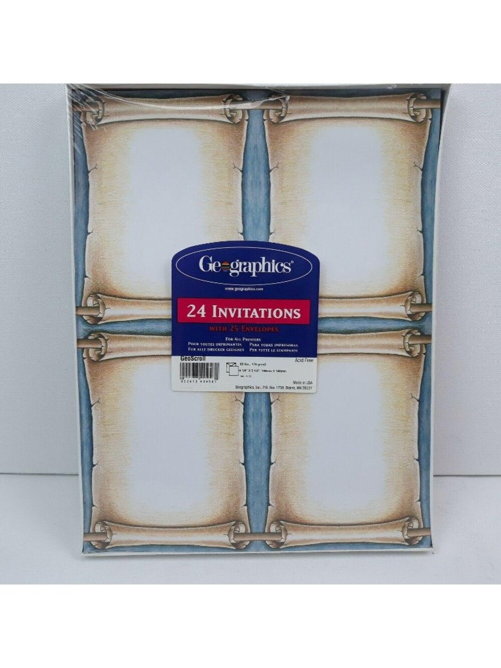 Geographics 24 Scroll Letter Blank Party Invitations 25 Envelopes 4.25"x5.5"